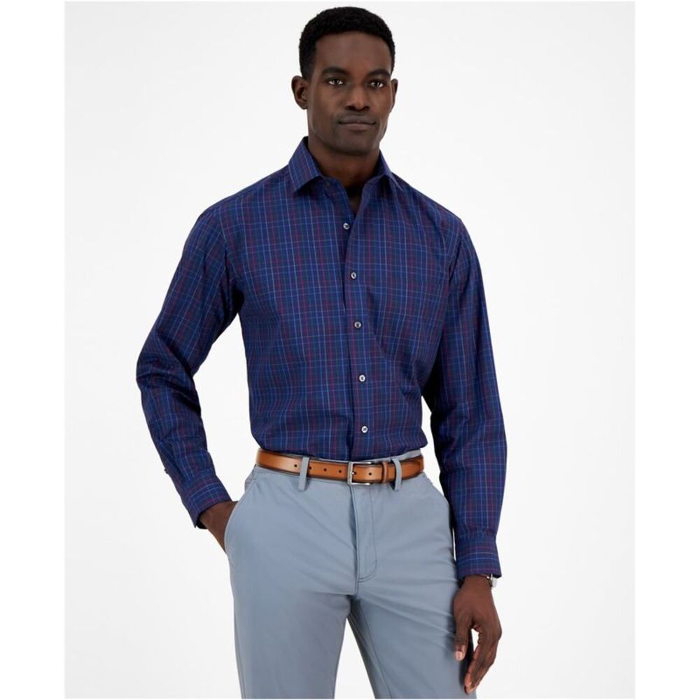 Club Room Mens Window Plaid Button Down Dress Shirt, NWT